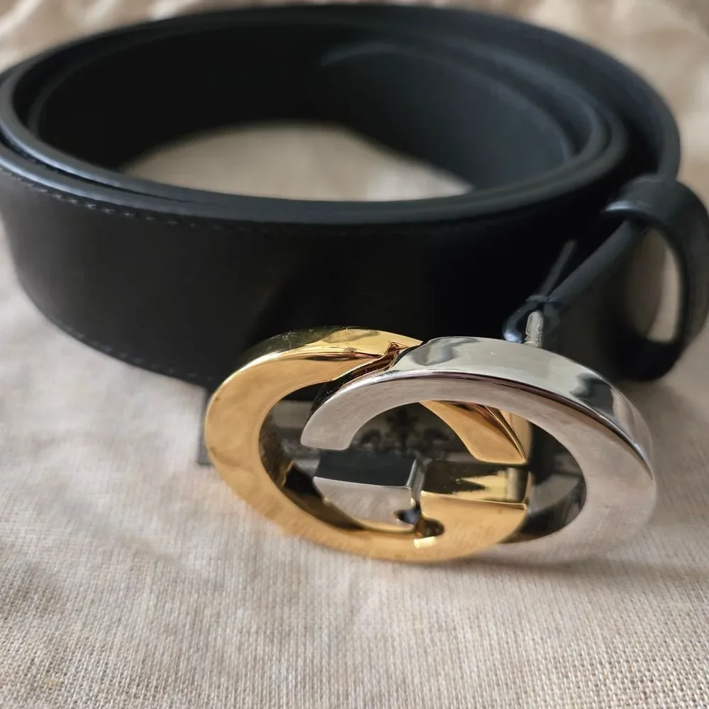 Gucci Black Leather Belt Size 46